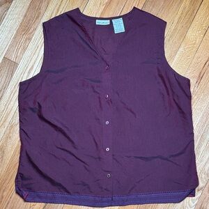 White Stag Plum Sleeveless Button Up Blouse Womens XL
